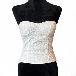 90s Betsey Johnson White Eyelet Bustier – Coquette Corset Top XS/S
